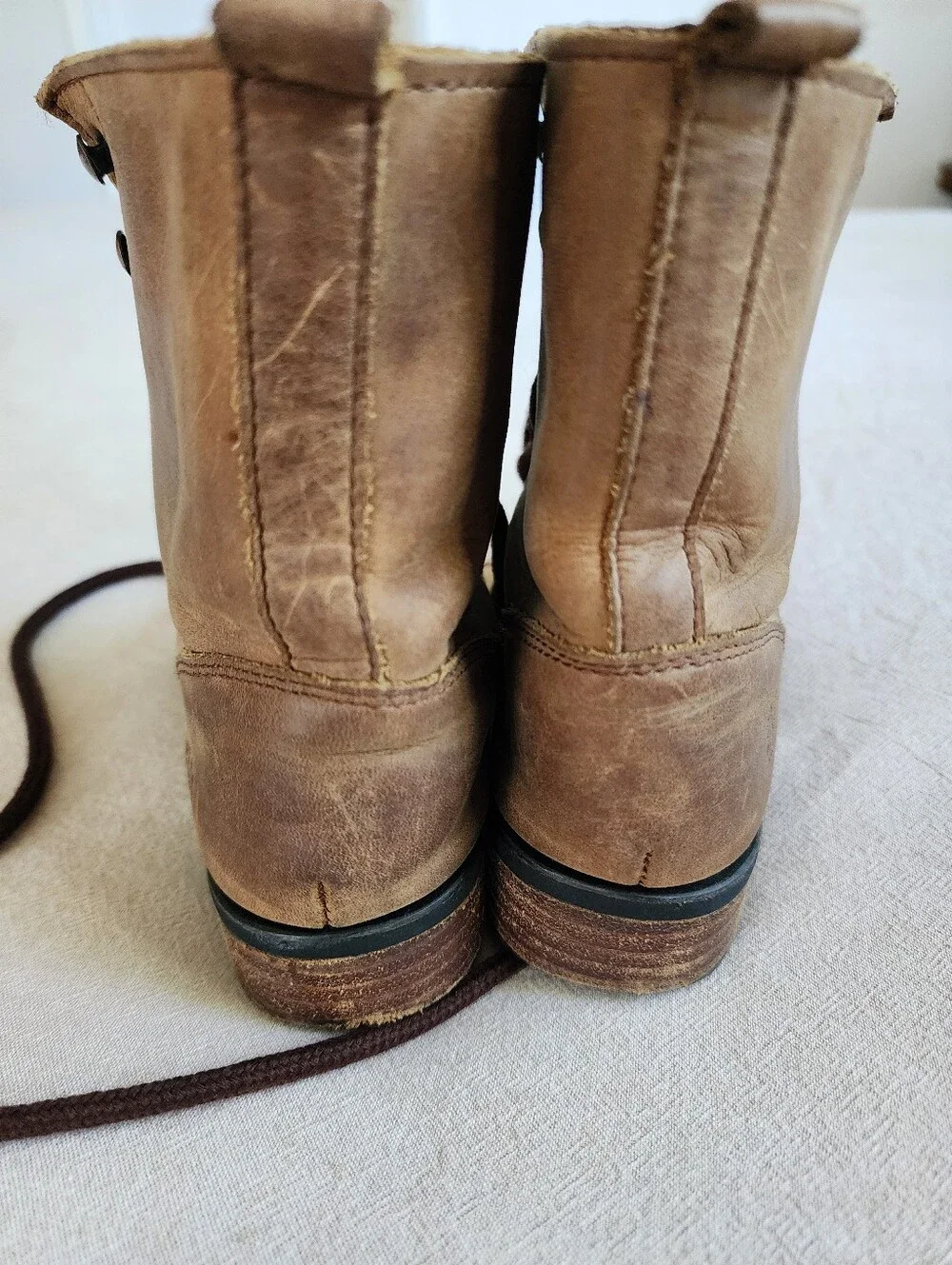 Cowboy Style Brown Leather Lace-Up Ankle Boots Made In Mexico